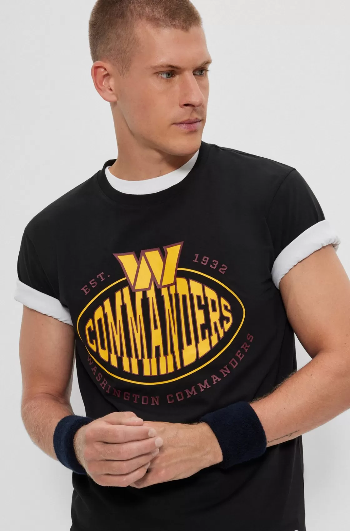 HUGO BOSS BOSS X NFL Stretch-cotton T-shirt With Collaborative Branding Commanders Sale