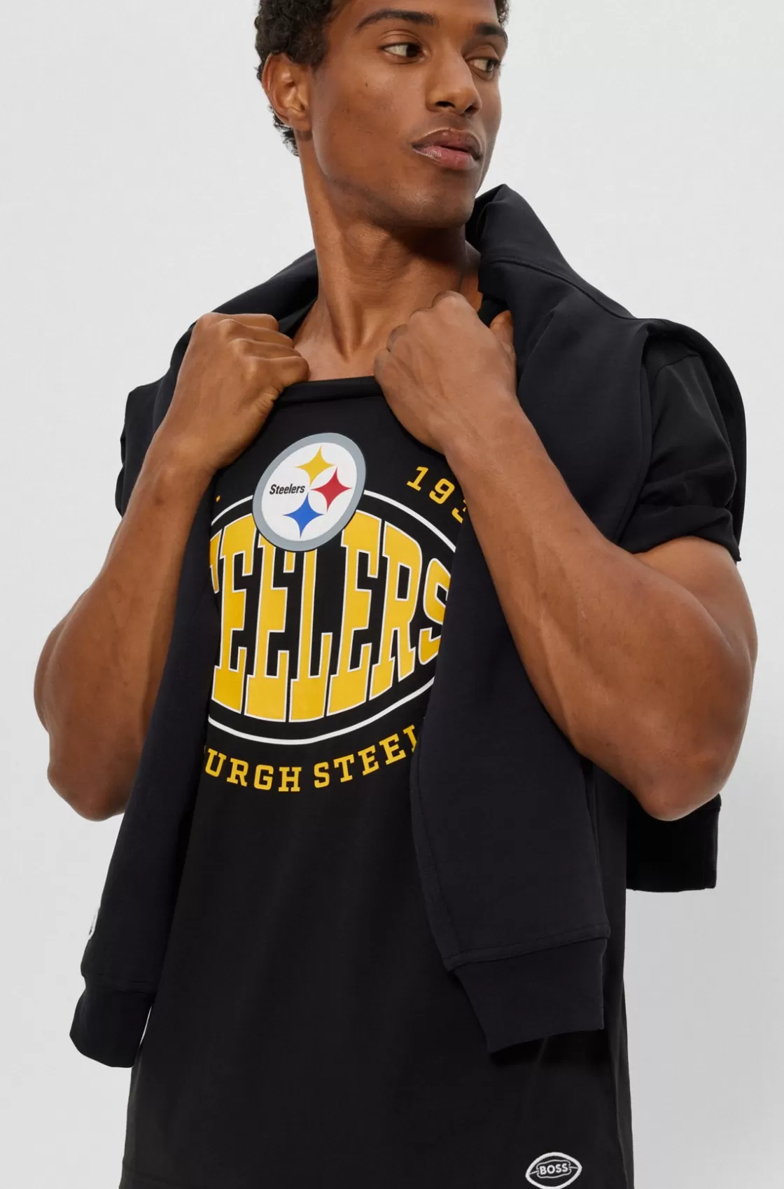 HUGO BOSS BOSS X NFL Stretch-cotton T-shirt With Collaborative Branding Steelers Flash Sale