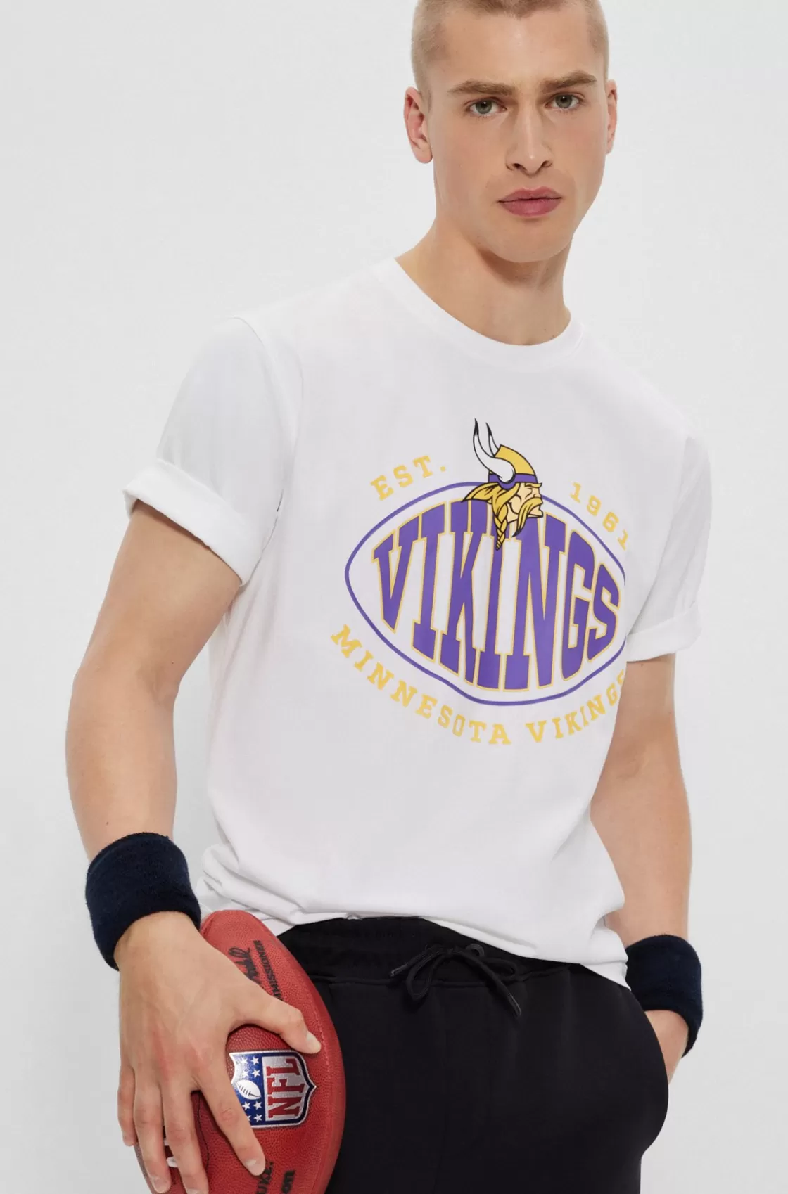 HUGO BOSS BOSS X NFL Stretch-cotton T-shirt With Collaborative Branding Vikings Online