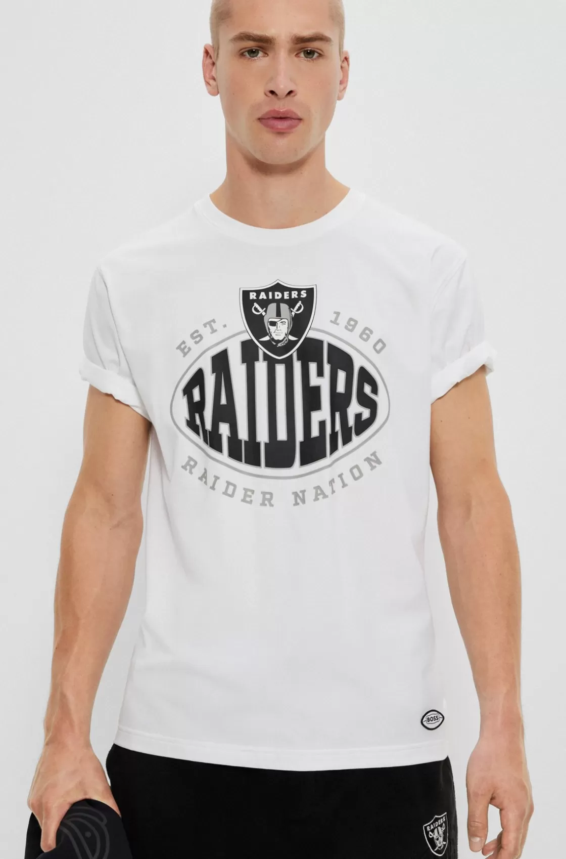 HUGO BOSS BOSS X NFL Stretch-cotton T-shirt With Collaborative Branding Raiders Fashion