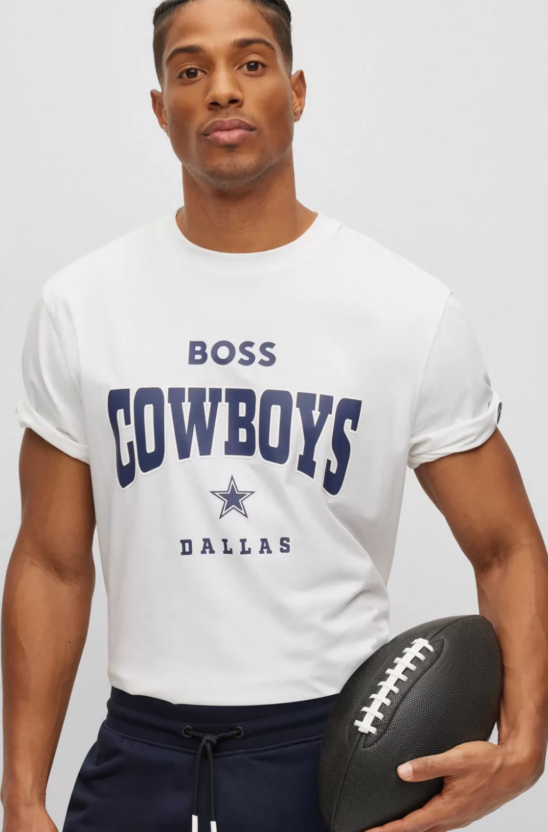 HUGO BOSS BOSS X NFL Stretch-cotton T-shirt With Collaborative Branding Cowboys Sale