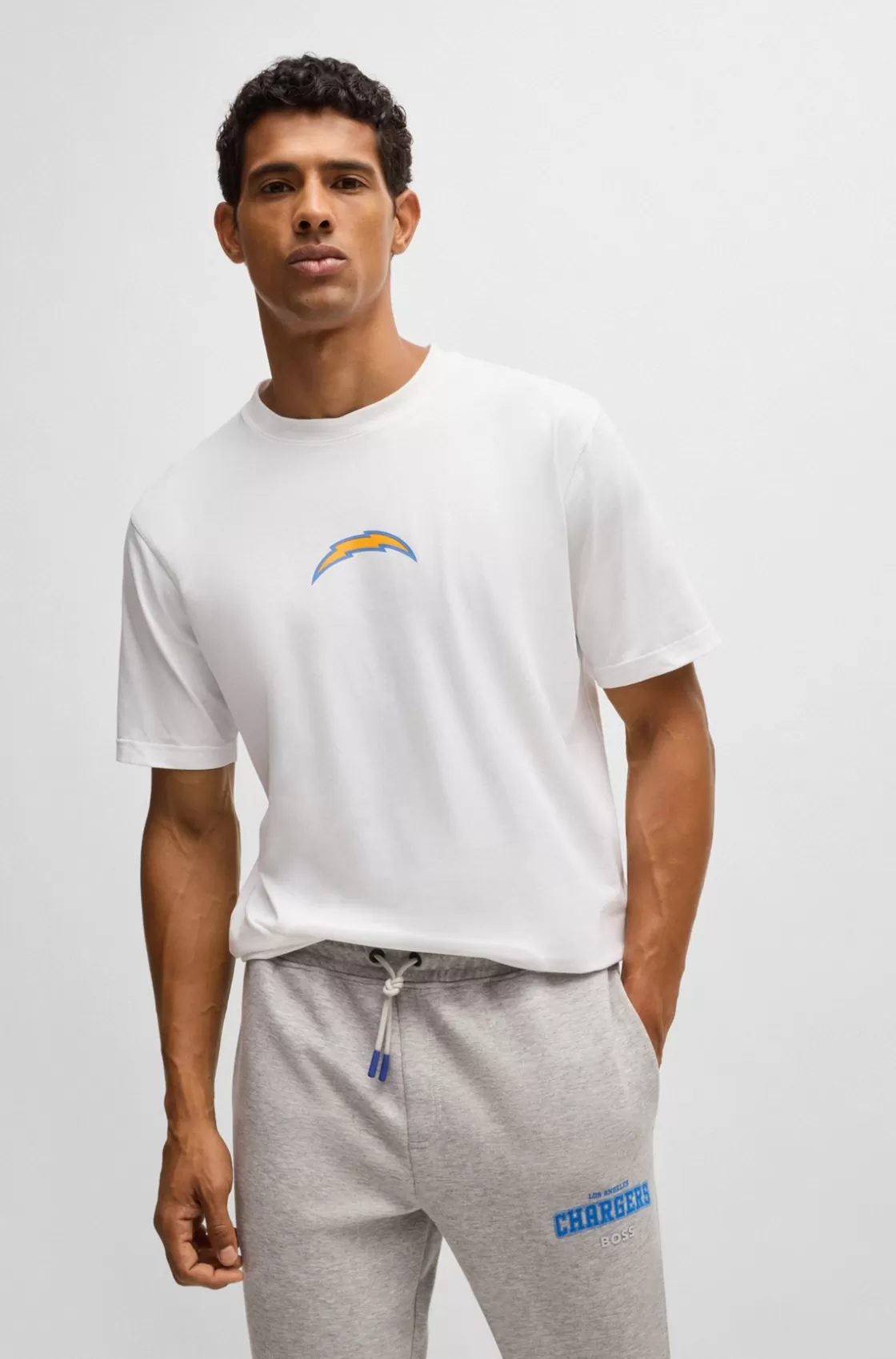HUGO BOSS BOSS X NFL Stretch-cotton T-shirt With Special Branding Chargers Flash Sale