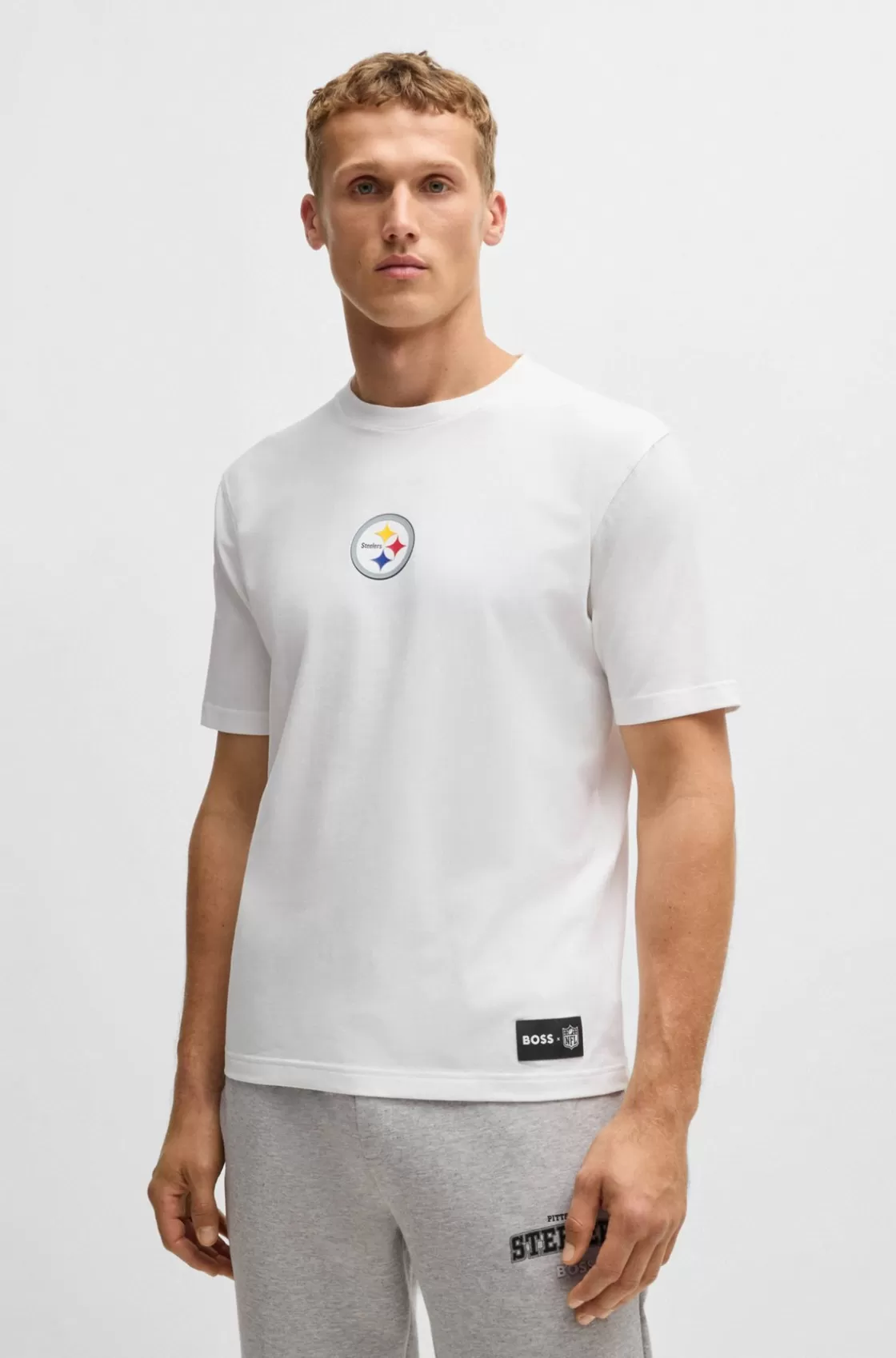 HUGO BOSS BOSS X NFL Stretch-cotton T-shirt With Special Branding Steelers Cheap