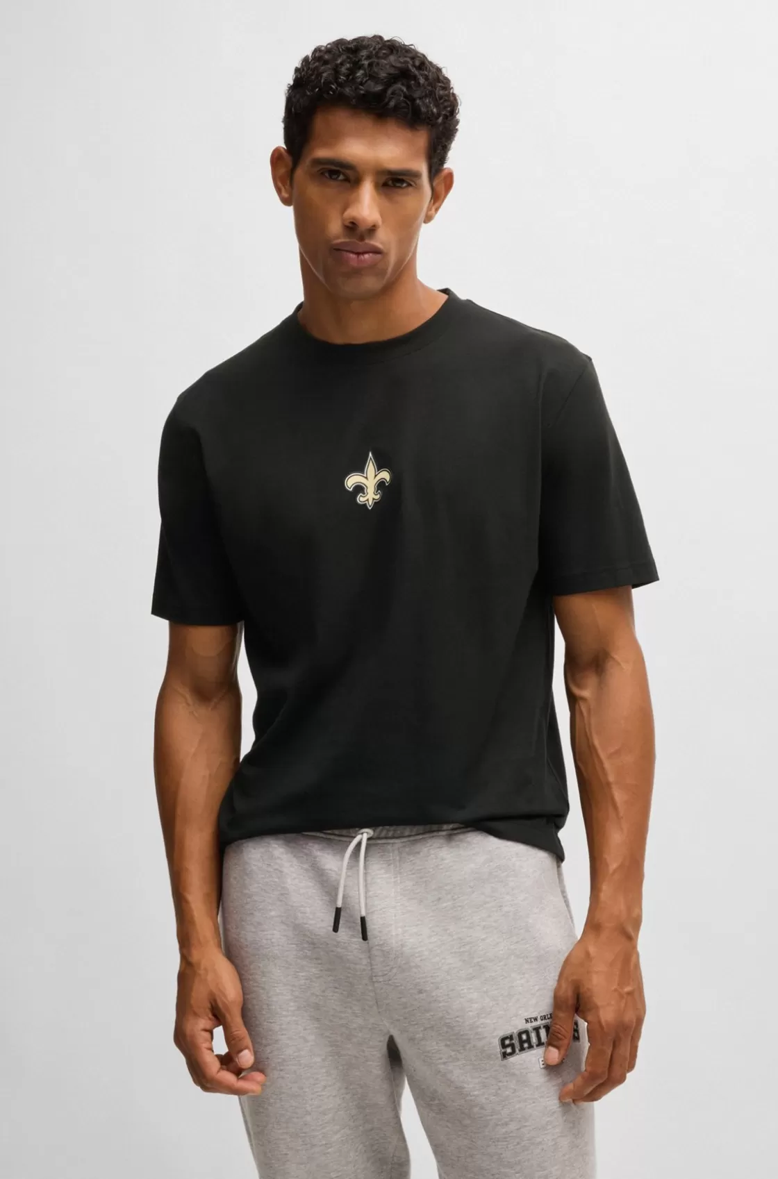 HUGO BOSS BOSS X NFL Stretch-cotton T-shirt With Special Branding Saints Outlet