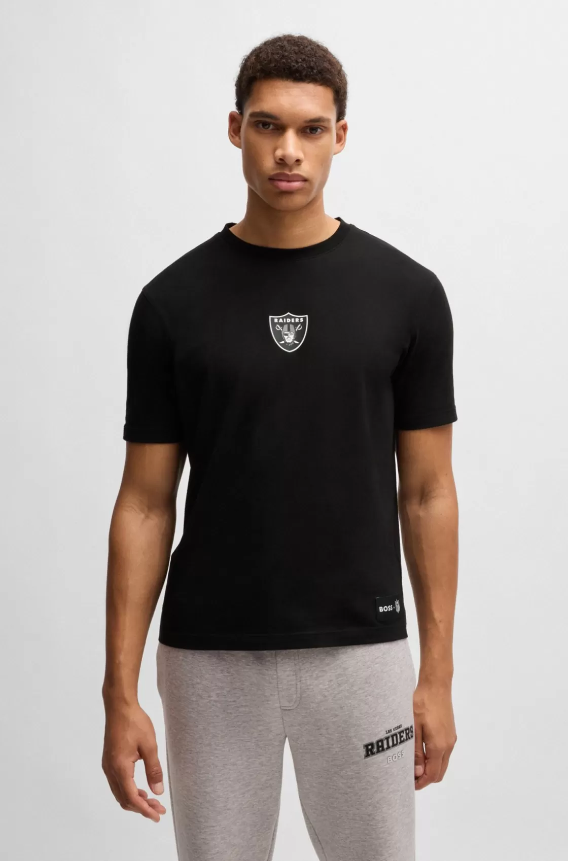HUGO BOSS BOSS X NFL Stretch-cotton T-shirt With Special Branding Raiders Shop