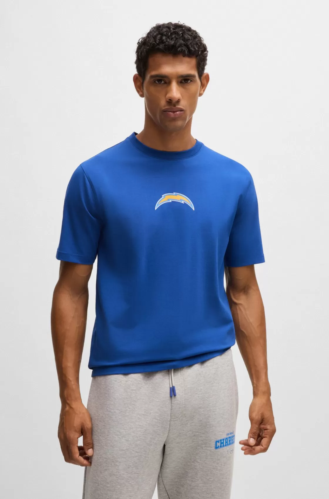 HUGO BOSS BOSS X NFL Stretch-cotton T-shirt With Special Branding Chargers Cheap