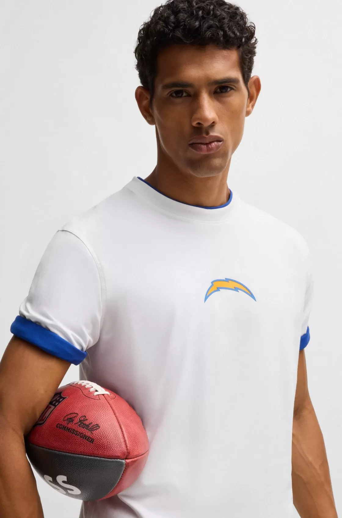 HUGO BOSS BOSS X NFL Stretch-cotton T-shirt With Special Branding Chargers Flash Sale