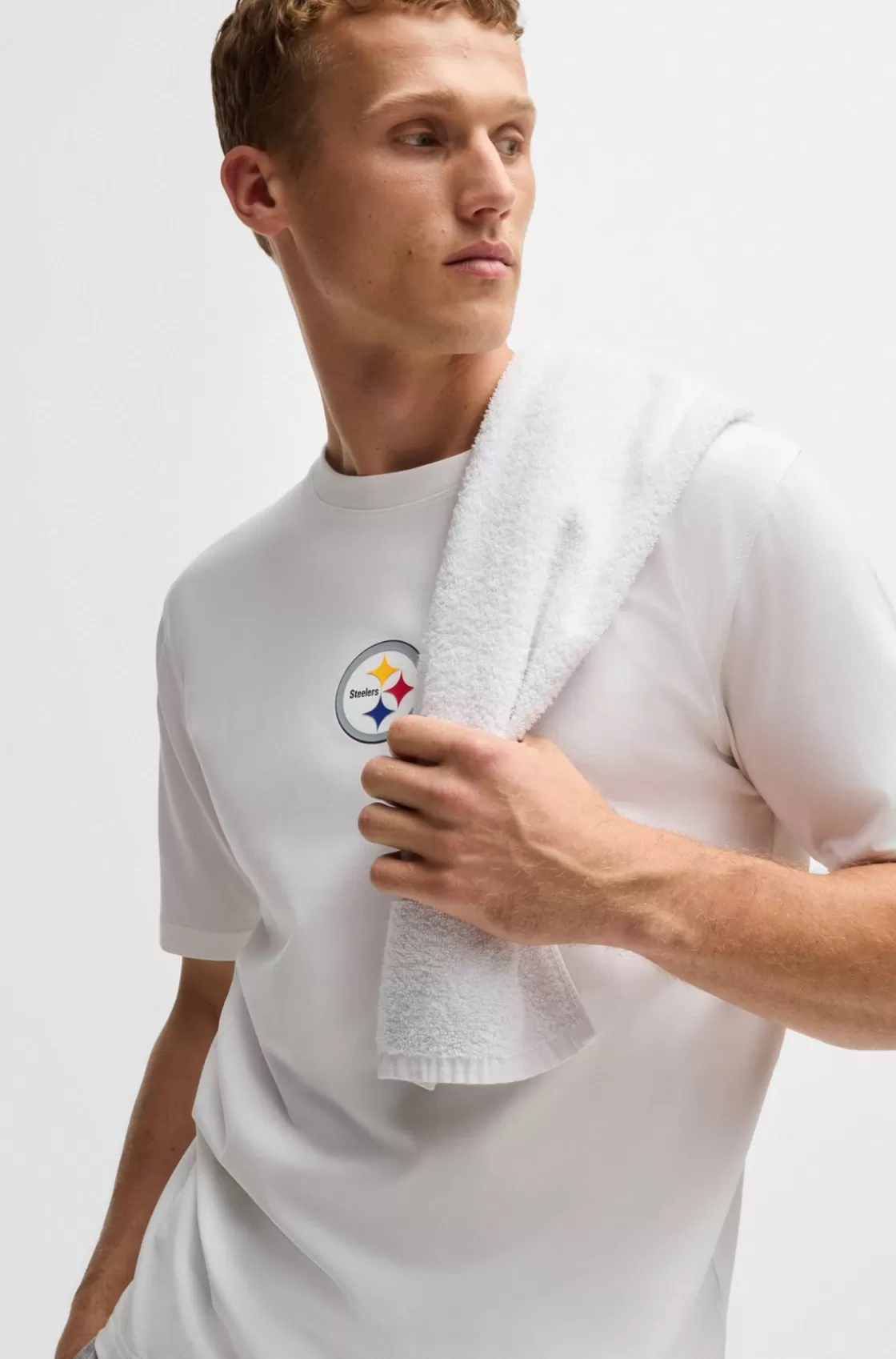 HUGO BOSS BOSS X NFL Stretch-cotton T-shirt With Special Branding Steelers Cheap