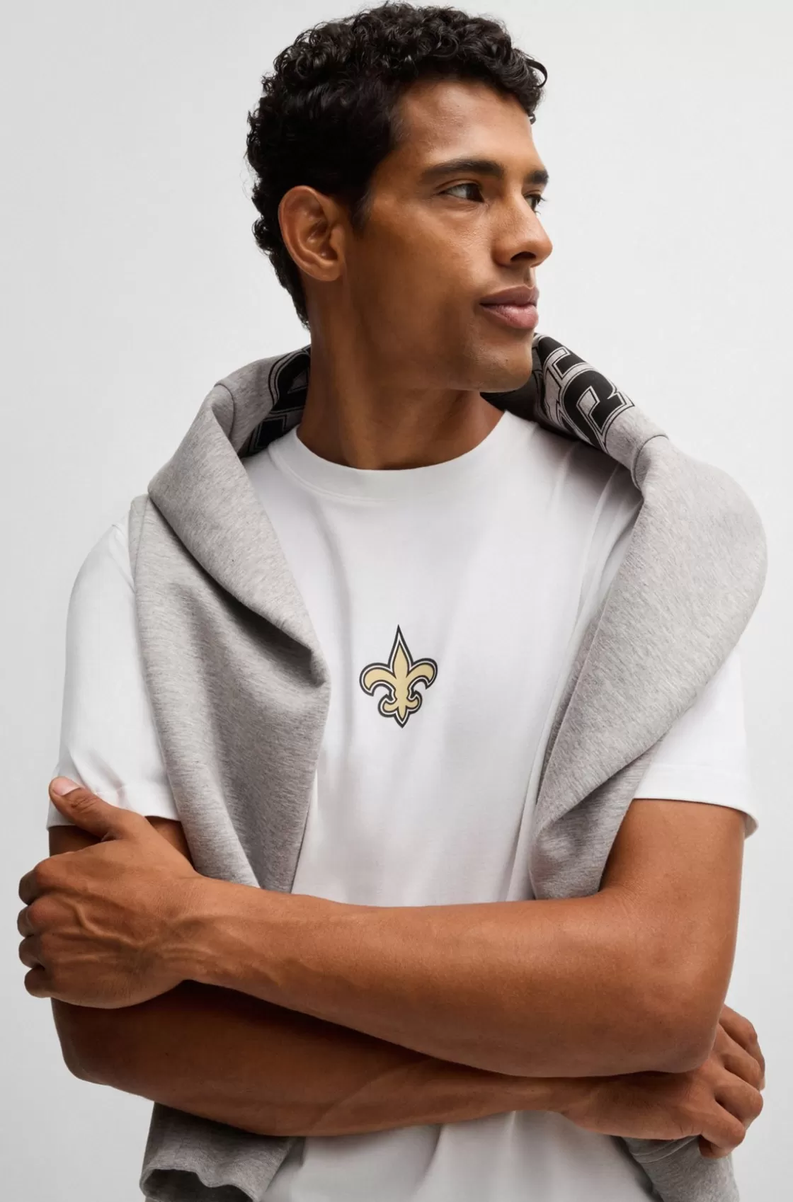 HUGO BOSS BOSS X NFL Stretch-cotton T-shirt With Special Branding Saints Discount