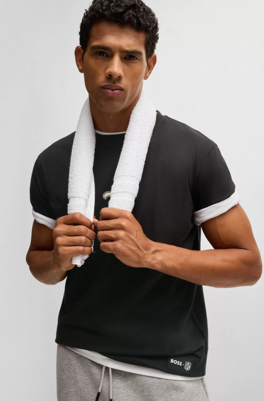 HUGO BOSS BOSS X NFL Stretch-cotton T-shirt With Special Branding Saints Outlet