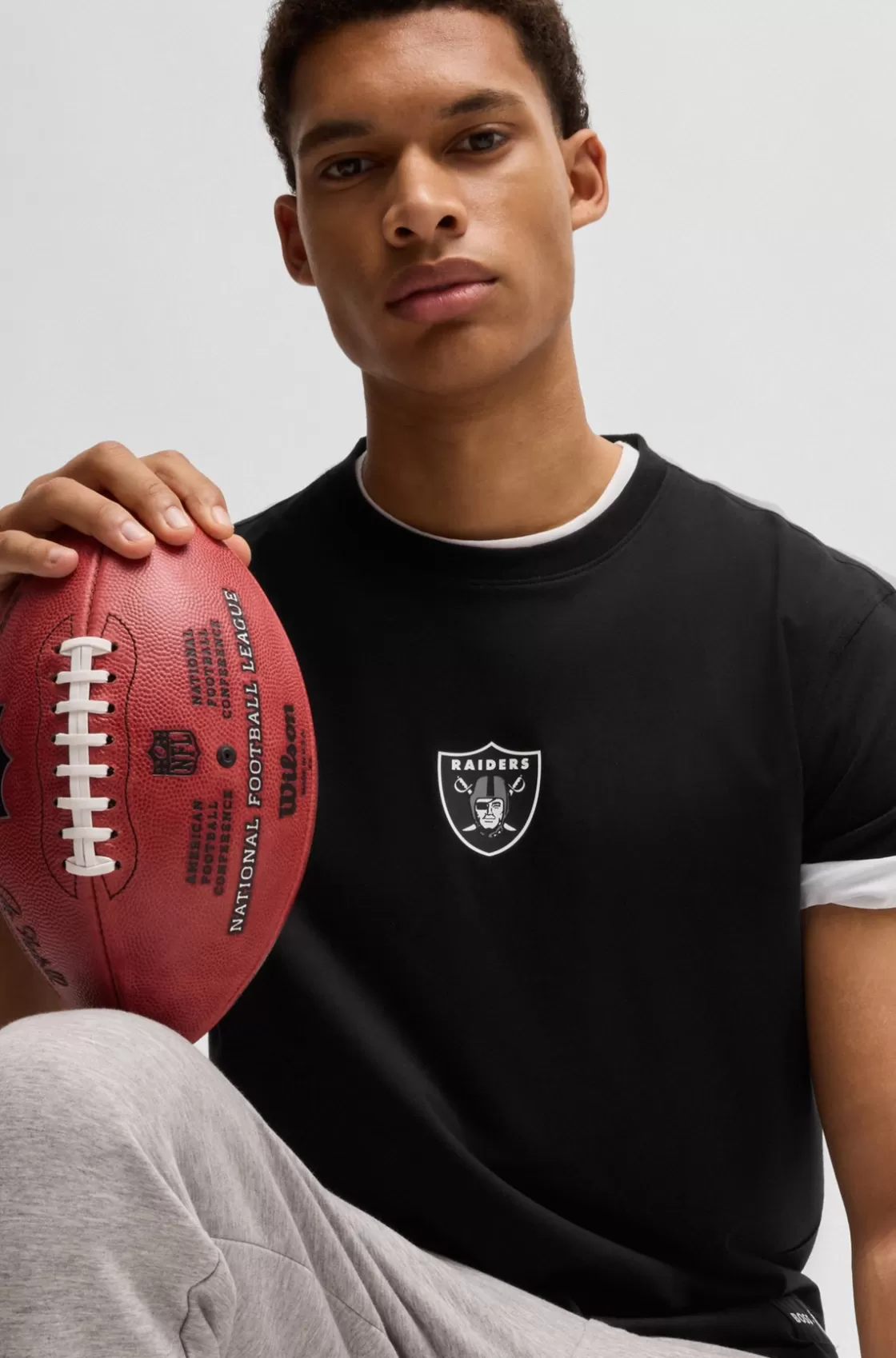 HUGO BOSS BOSS X NFL Stretch-cotton T-shirt With Special Branding Raiders Shop