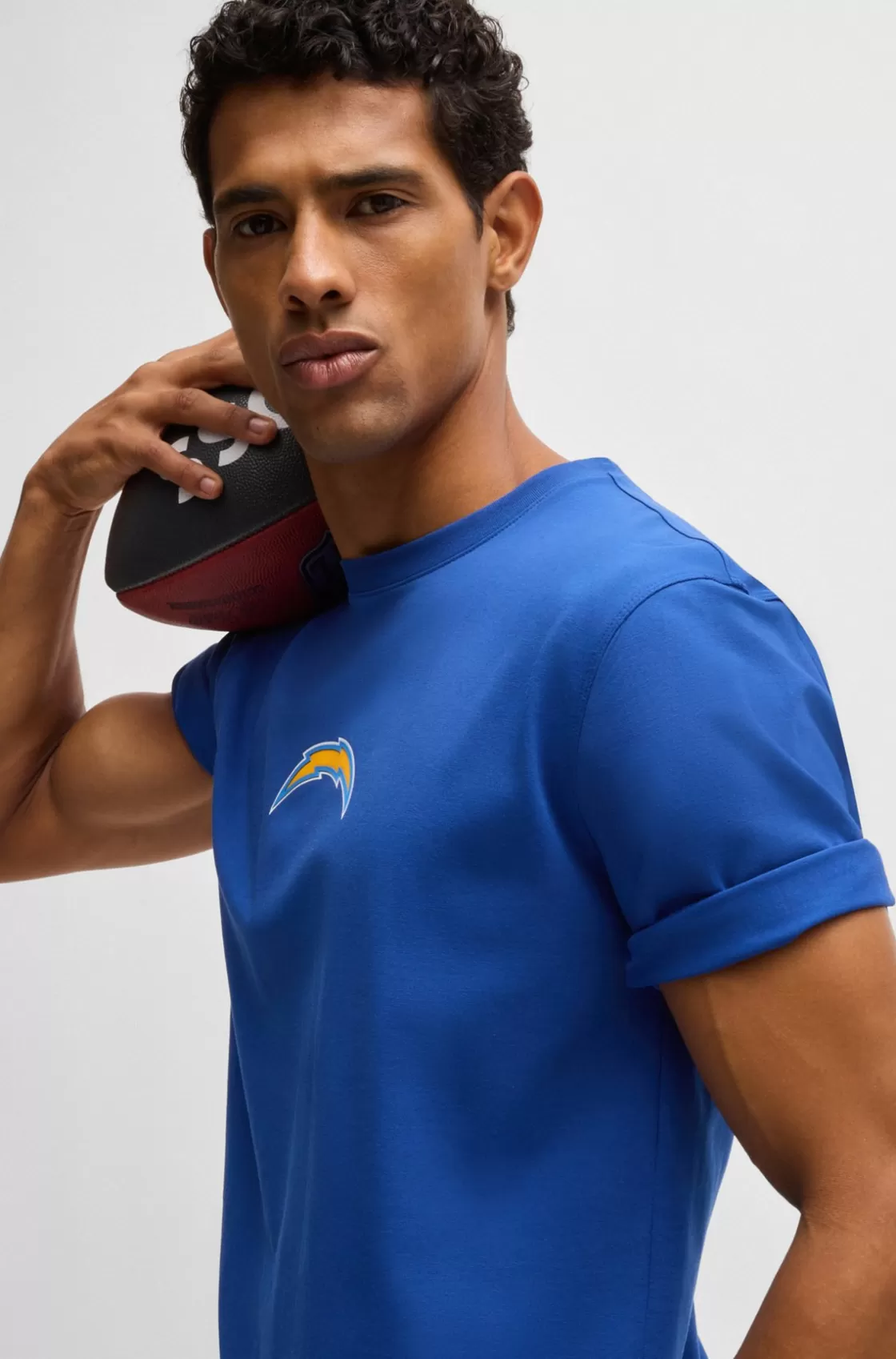 HUGO BOSS BOSS X NFL Stretch-cotton T-shirt With Special Branding Chargers Cheap
