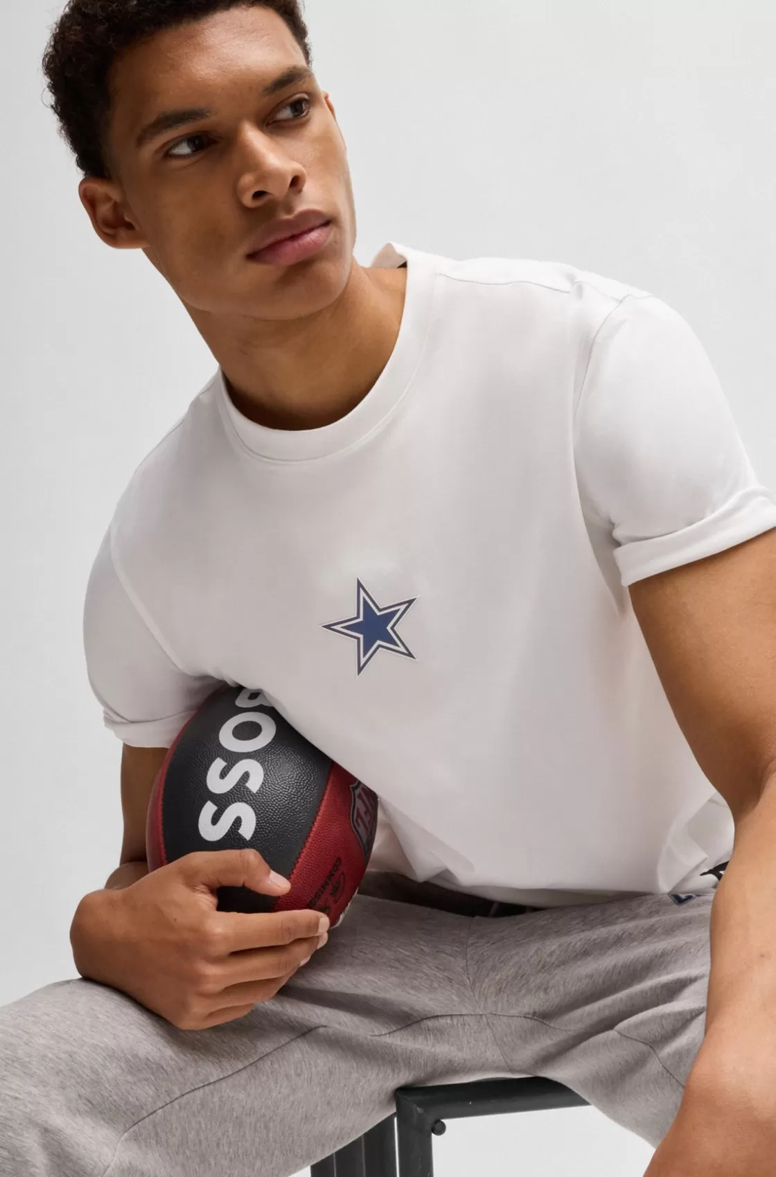 HUGO BOSS BOSS X NFL Stretch-cotton T-shirt With Special Branding Cowboys Cheap
