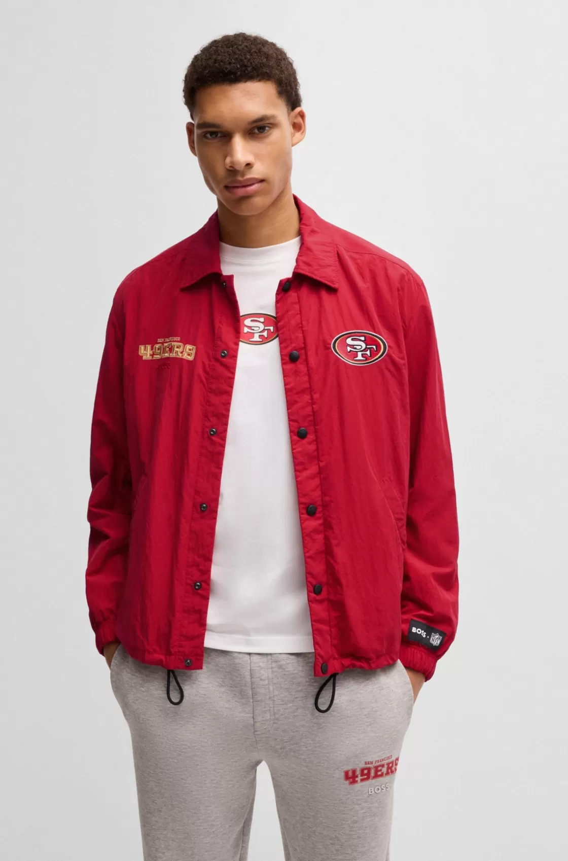 HUGO BOSS BOSS X NFL Water-repellent Jacket With Embroidered Branding 49ers Clearance