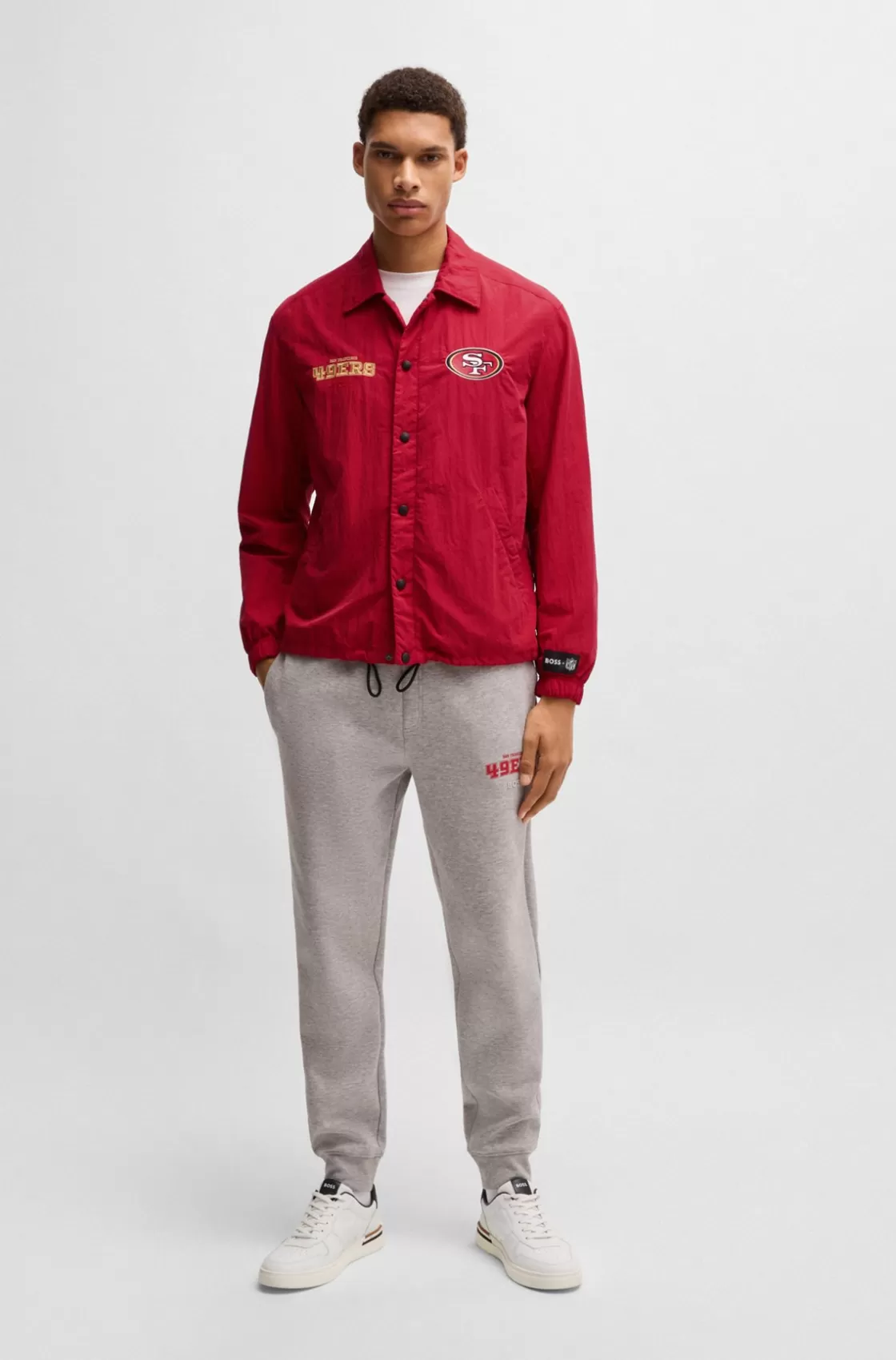 HUGO BOSS BOSS X NFL Water-repellent Jacket With Embroidered Branding 49ers Clearance