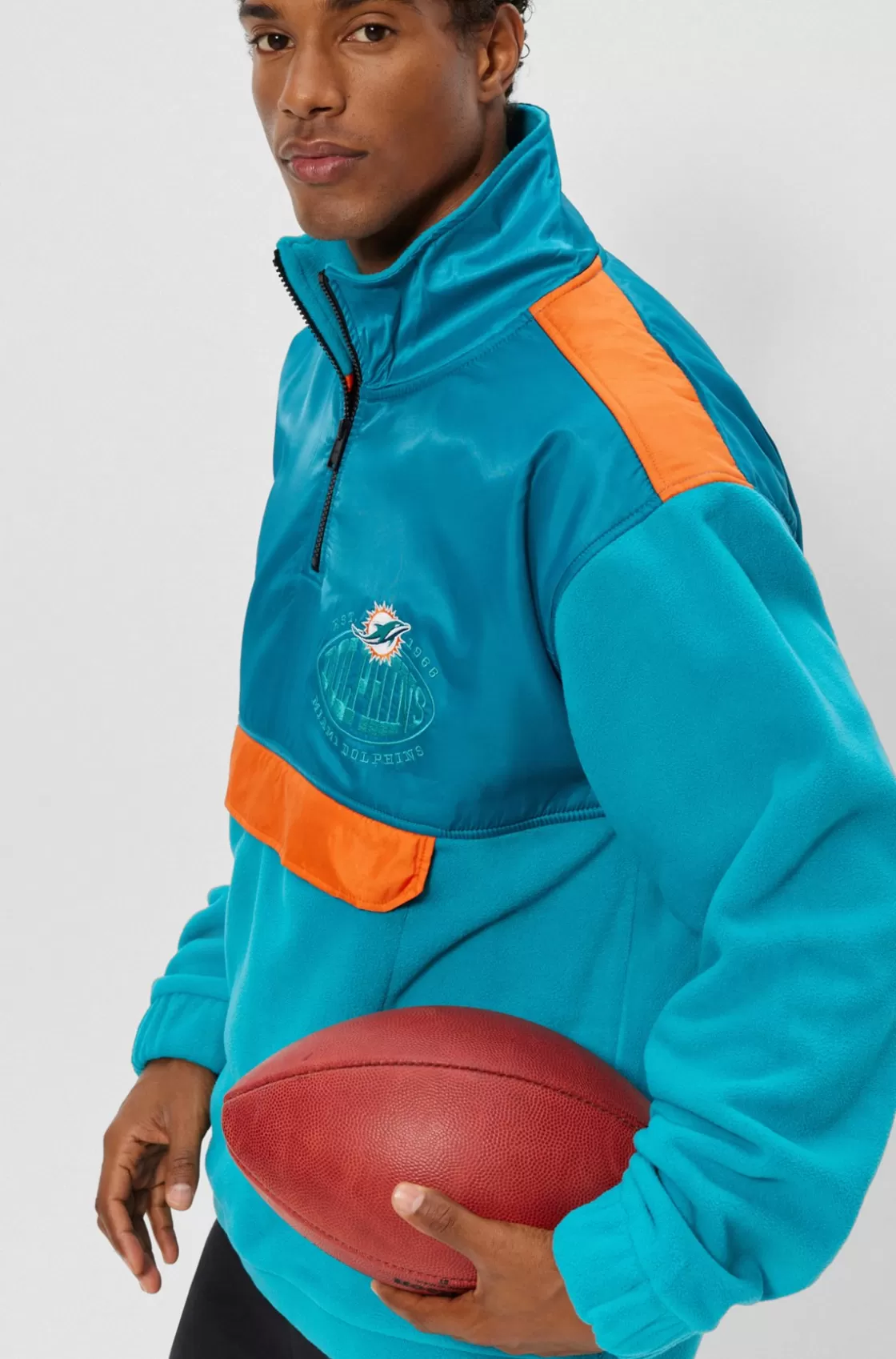 HUGO BOSS BOSS X NFL Zip-neck Sweatshirt With Collaborative Branding Dolphins Best