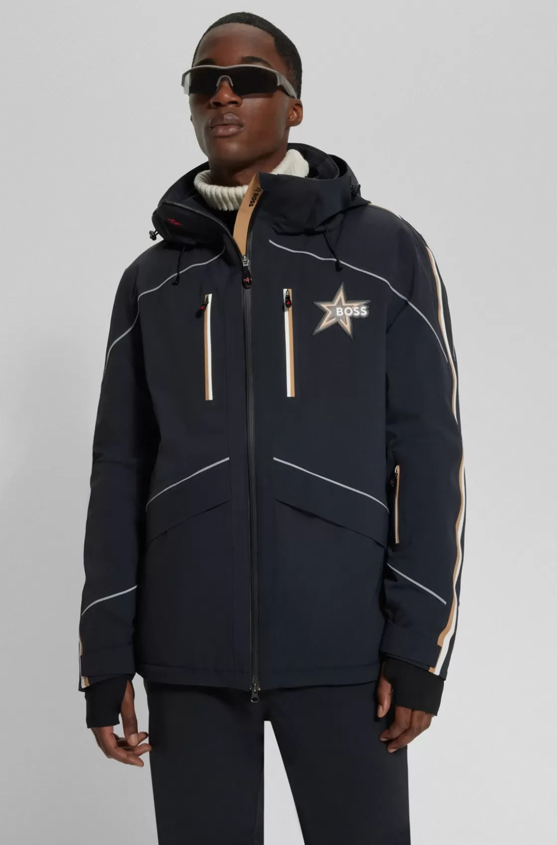 HUGO BOSS BOSS X Perfect Moment Hooded Down Ski Jacket With Special Branding Black Shop