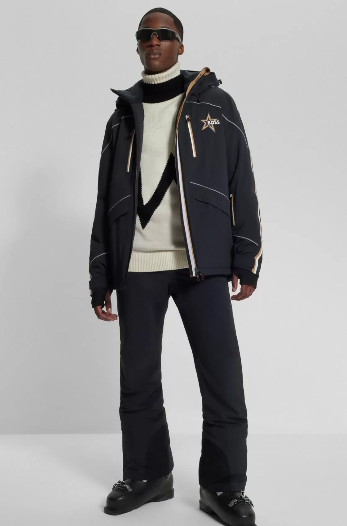 HUGO BOSS BOSS X Perfect Moment Hooded Down Ski Jacket With Special Branding Black Shop