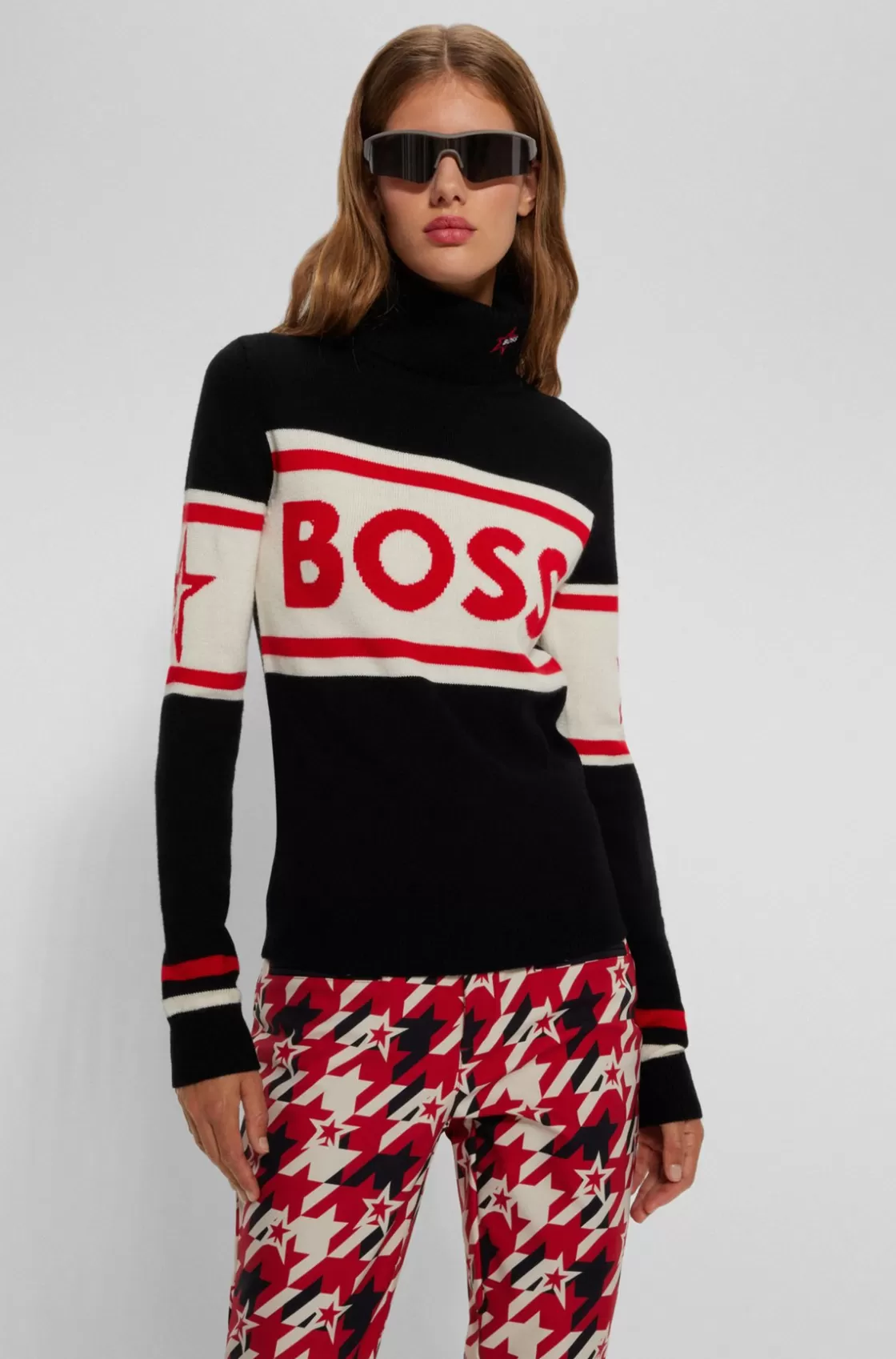HUGO BOSS BOSS X Perfect Moment Logo Sweater In Virgin Wool Black Cheap