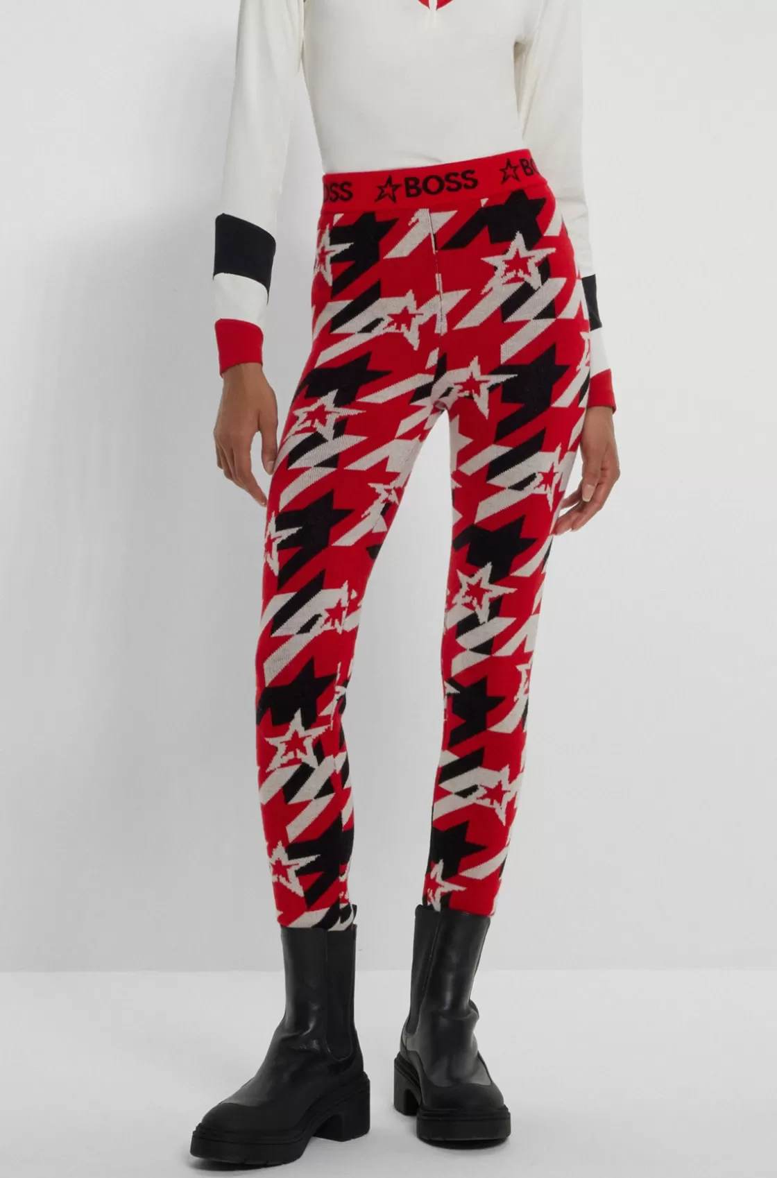 HUGO BOSS BOSS X Perfect Moment Virgin-wool Leggings With Branding Light Red Clearance