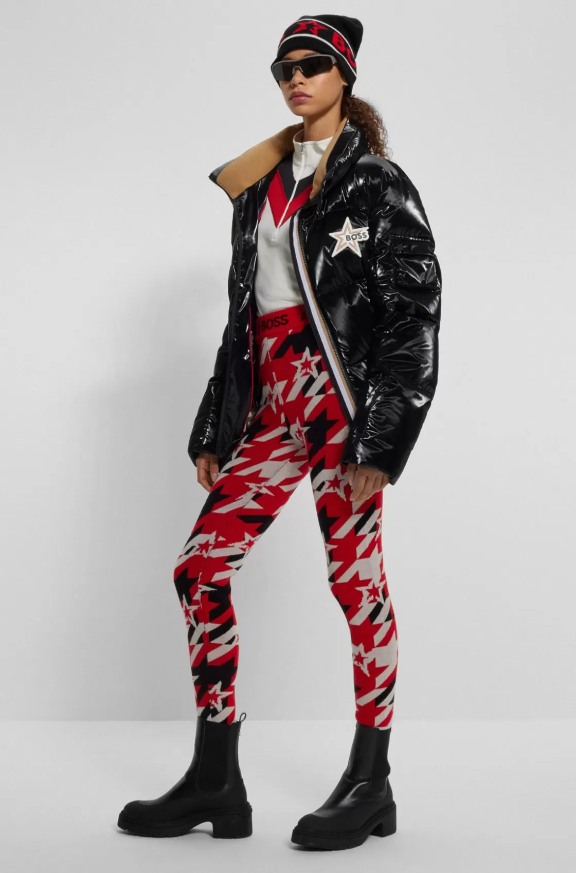 HUGO BOSS BOSS X Perfect Moment Virgin-wool Leggings With Branding Light Red Clearance