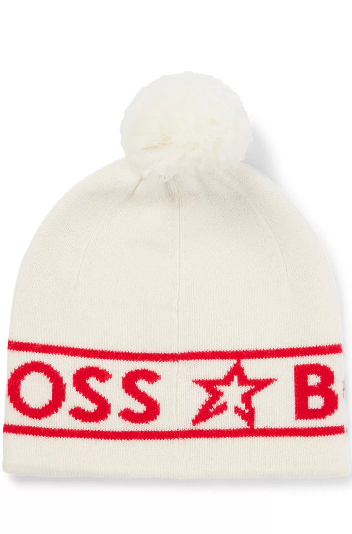 HUGO BOSS BOSS X Perfect Moment Wool Beanie Hat With Logo Intarsia White Fashion