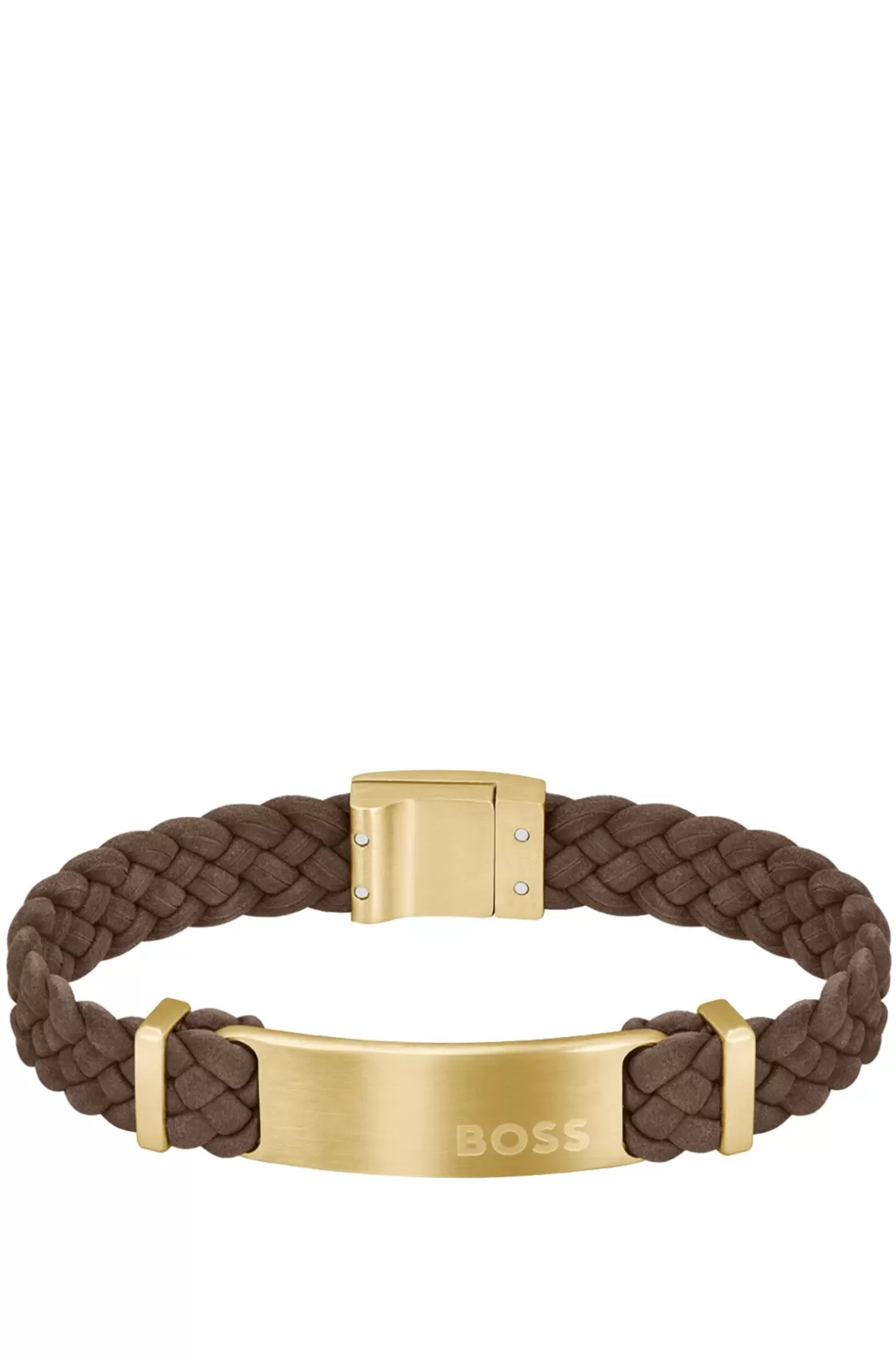 HUGO BOSS Brown-suede Braided Cuff With Logo Plate Assorted-Pre-Pack Cheap