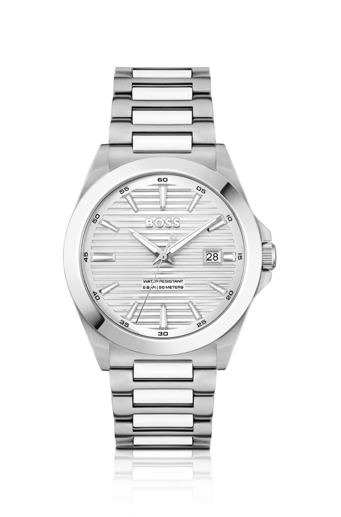 HUGO BOSS Brushed-and-polished Stainless-steel Watch With Grooved Dial Assorted-Pre-Pack Clearance