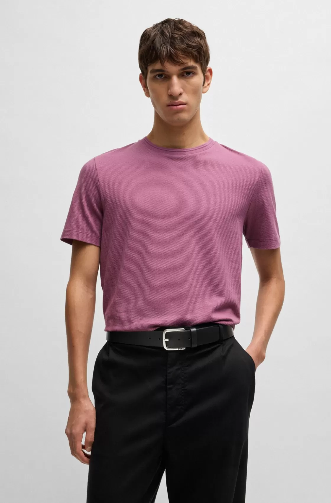 HUGO BOSS Buffalo-leather Belt With Branded Pin Buckle Black Shop