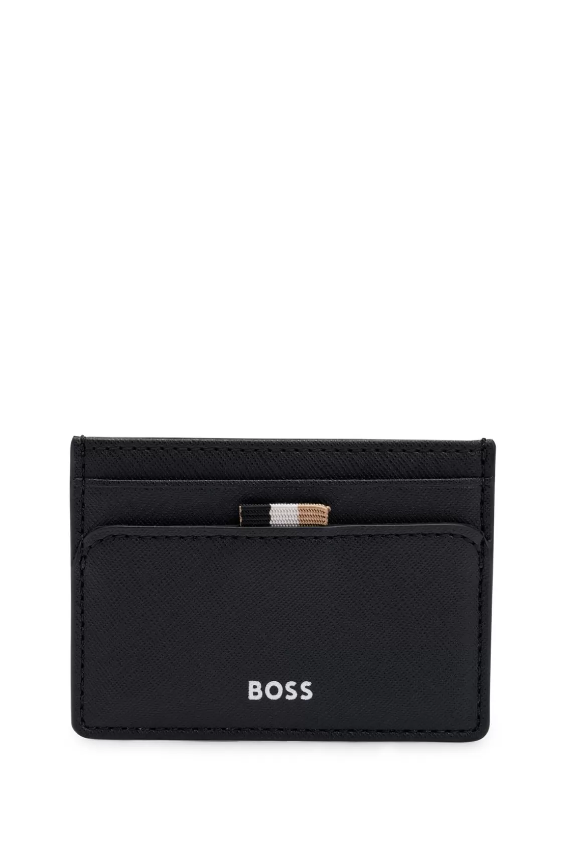 HUGO BOSS Card Holder With Signature Stripe And Logo Detail Black Store