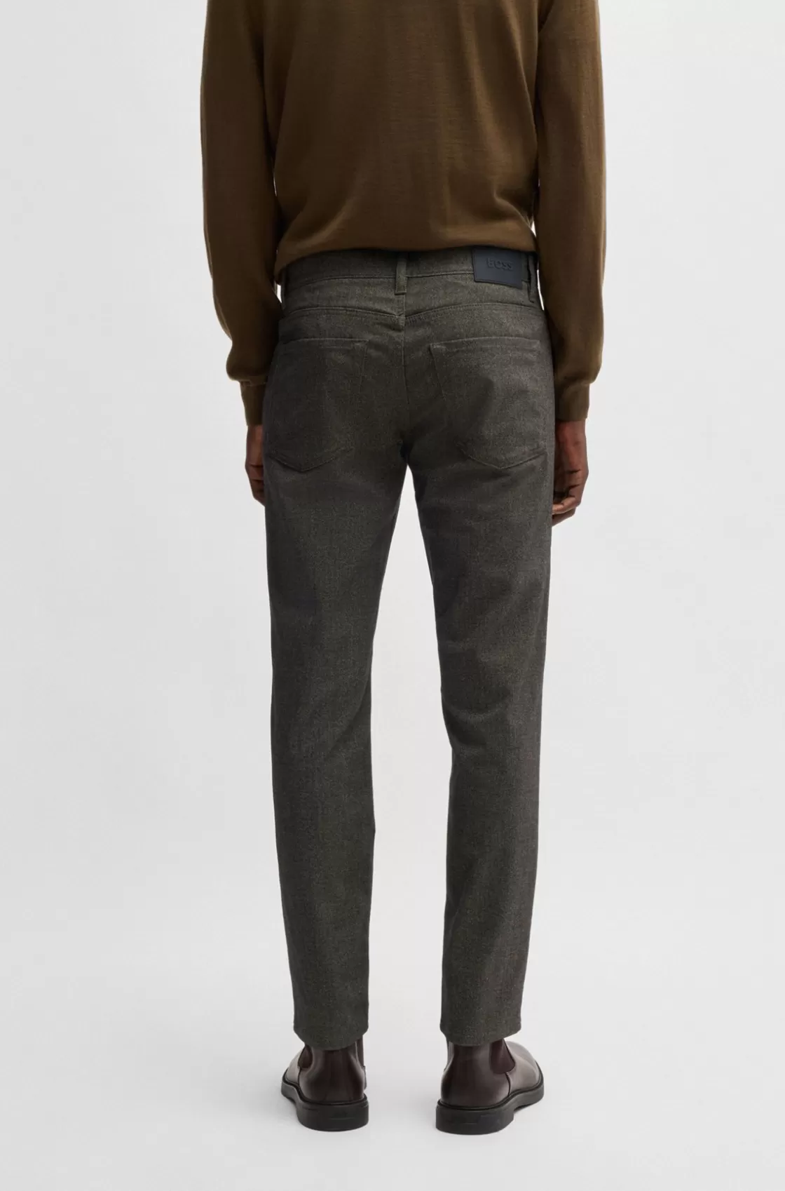 HUGO BOSS Casual Regular-fit Trousers In Anti-wrinkle Twill Light Beige Flash Sale