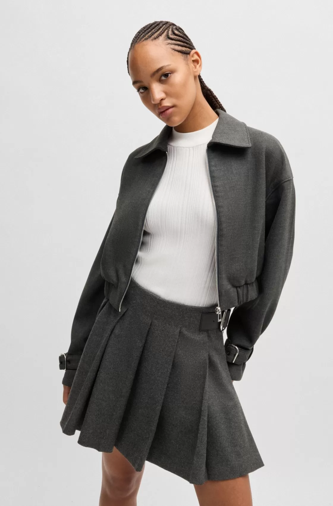 HUGO BOSS Collared Jacket With Buckled Cuffs Patterned Store