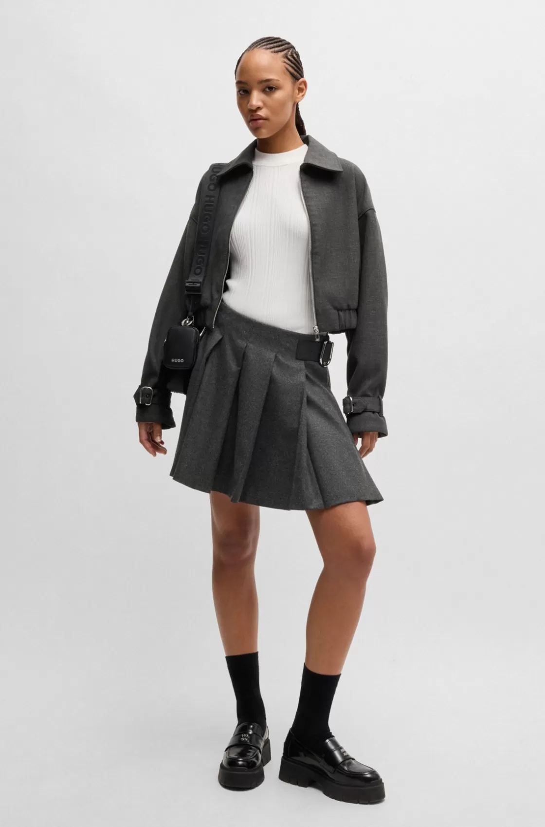 HUGO BOSS Collared Jacket With Buckled Cuffs Patterned Store