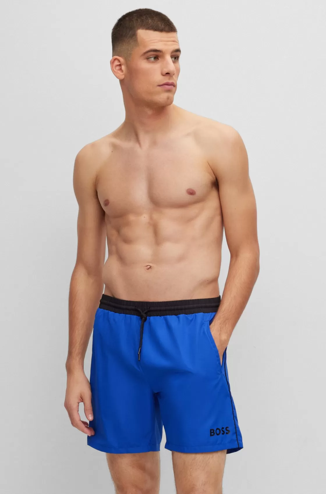 HUGO BOSS Contrast-logo Swim Shorts Blue Hot