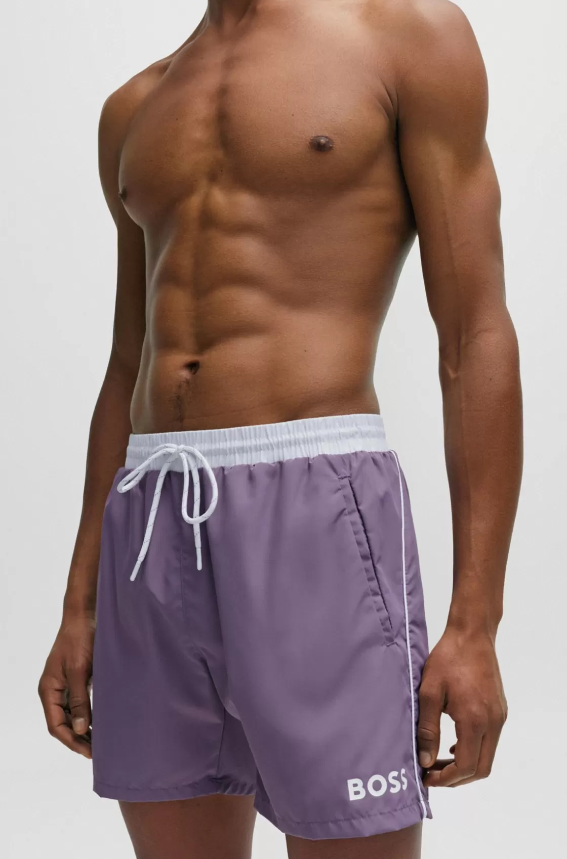 HUGO BOSS Contrast-logo Swim Shorts Purple Online