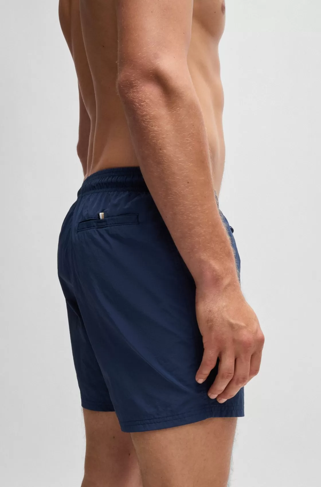 HUGO BOSS Contrast-logo Swim Shorts In Quick-drying Fabric Dark Blue Online