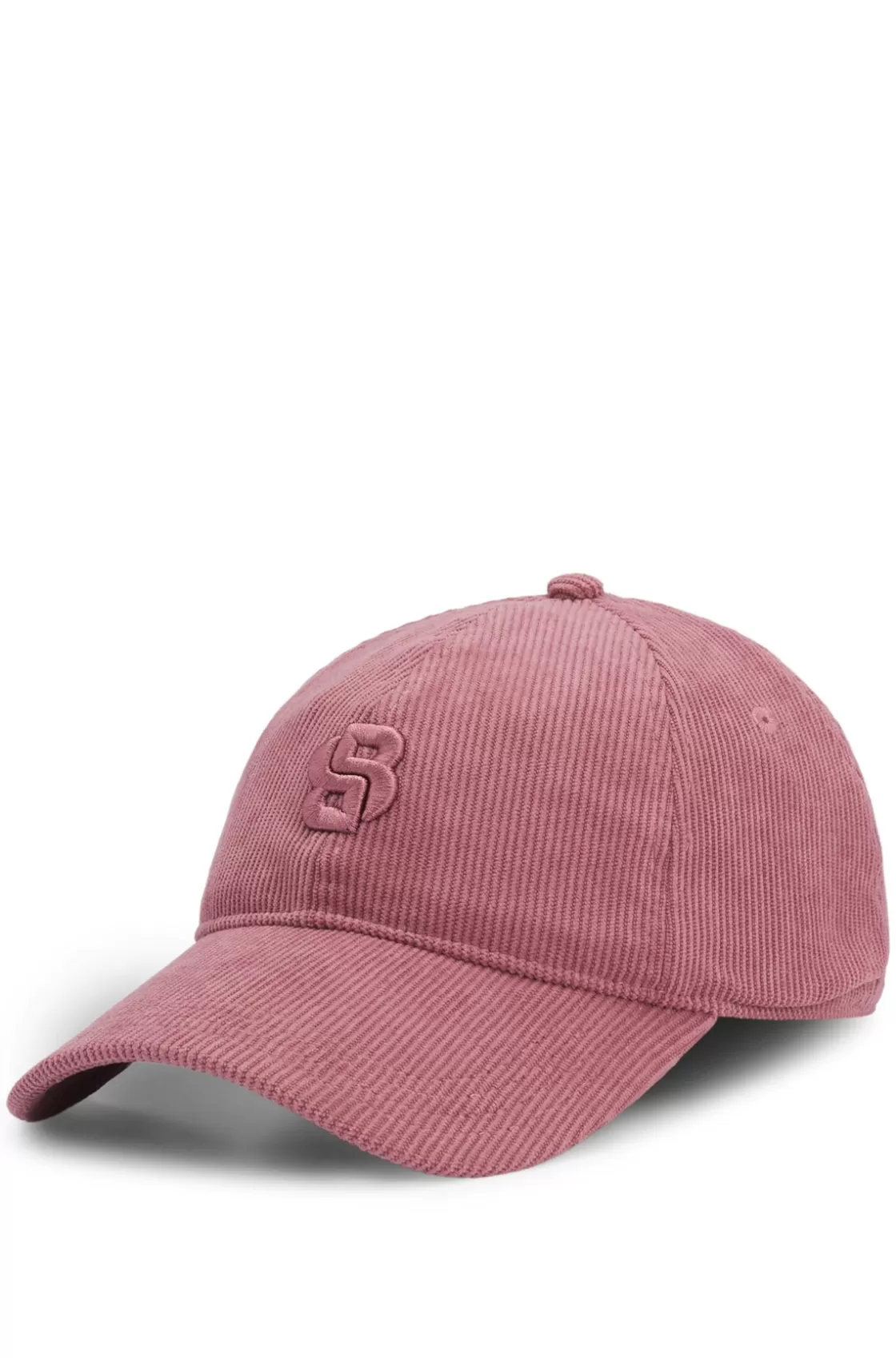 HUGO BOSS Corduroy Cap With Double B Monogram Embroidery Light Red Cheap