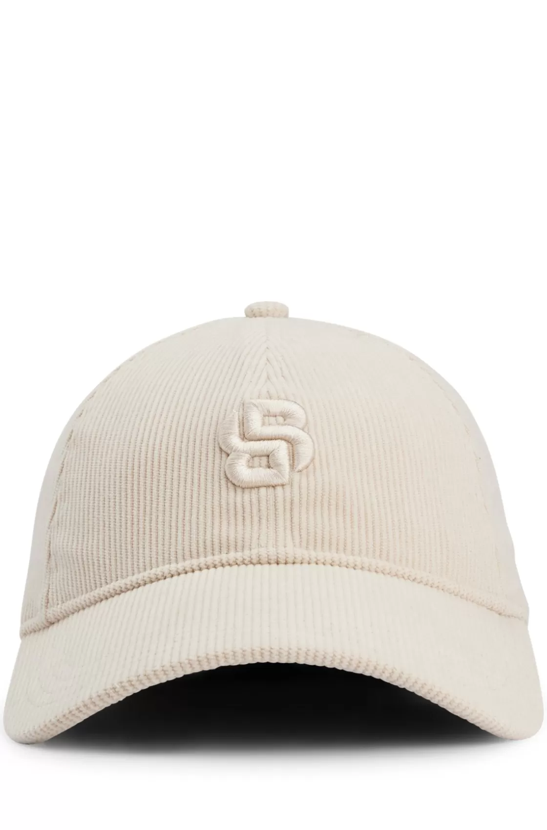HUGO BOSS Corduroy Cap With Double B Monogram Embroidery White Sale
