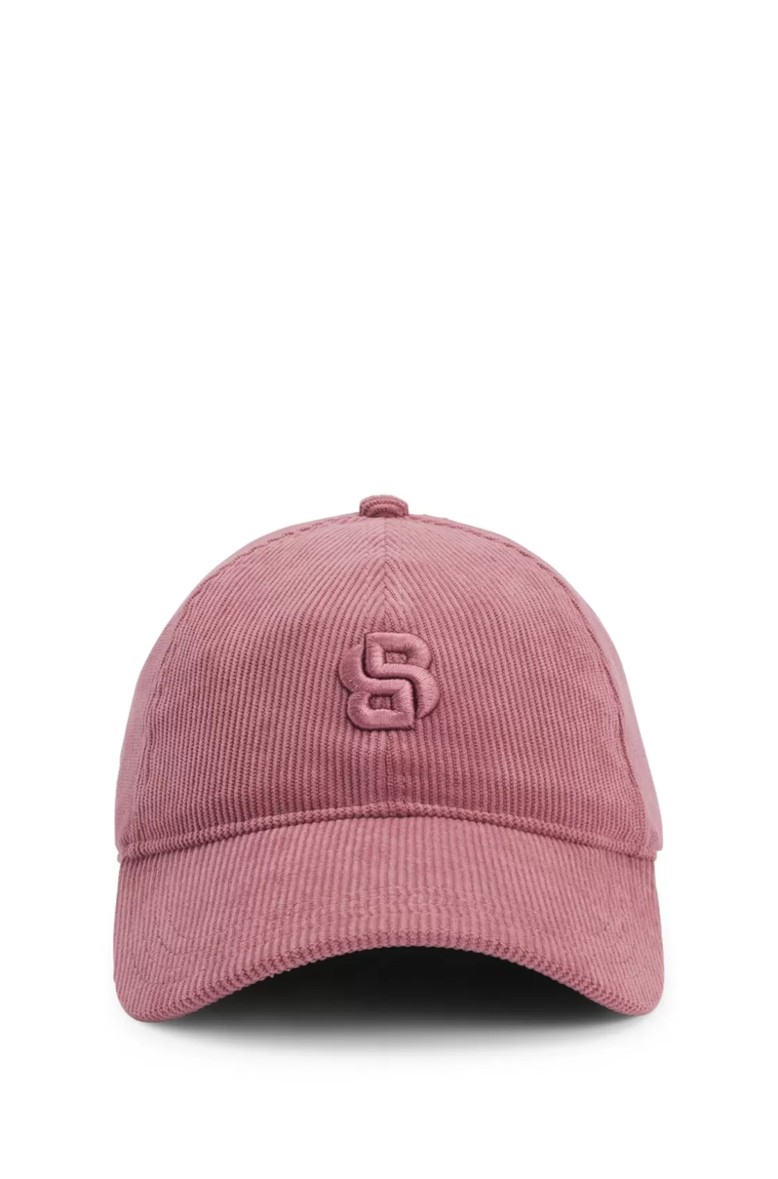 HUGO BOSS Corduroy Cap With Double B Monogram Embroidery Light Red Cheap