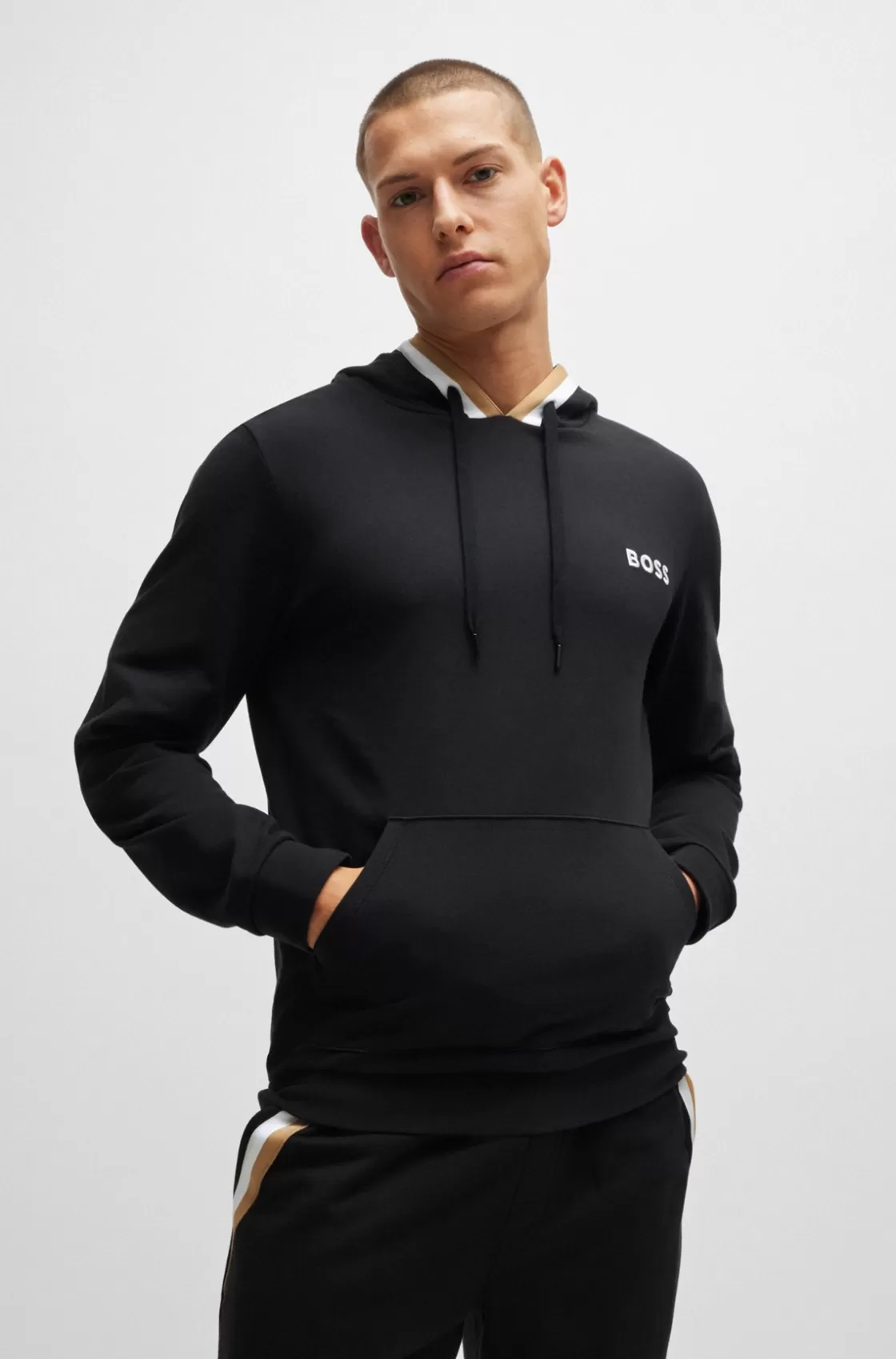 HUGO BOSS Cotton Loungewear Set With Signature Stripes And Logos Black Store