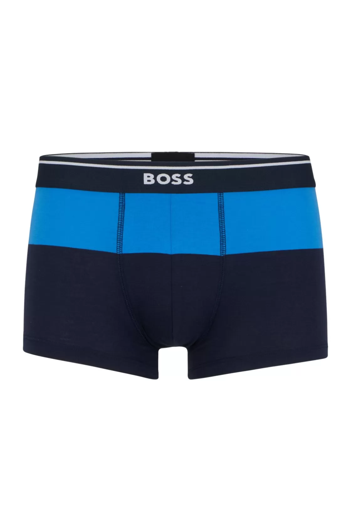 HUGO BOSS Cotton-blend Trunks With Color-blocking Blue Discount