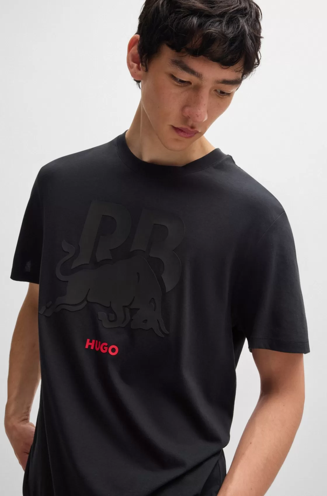HUGO BOSS Cotton-jersey Fanwear T-shirt With Special Branding Black Cheap