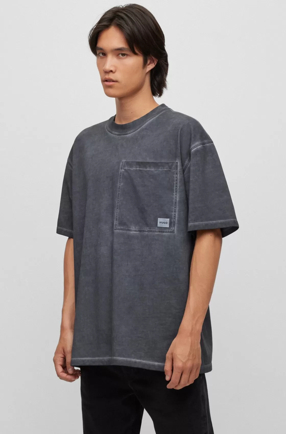 HUGO BOSS Cotton-jersey Oversize-fit T-shirt With Logo Patch Black Best