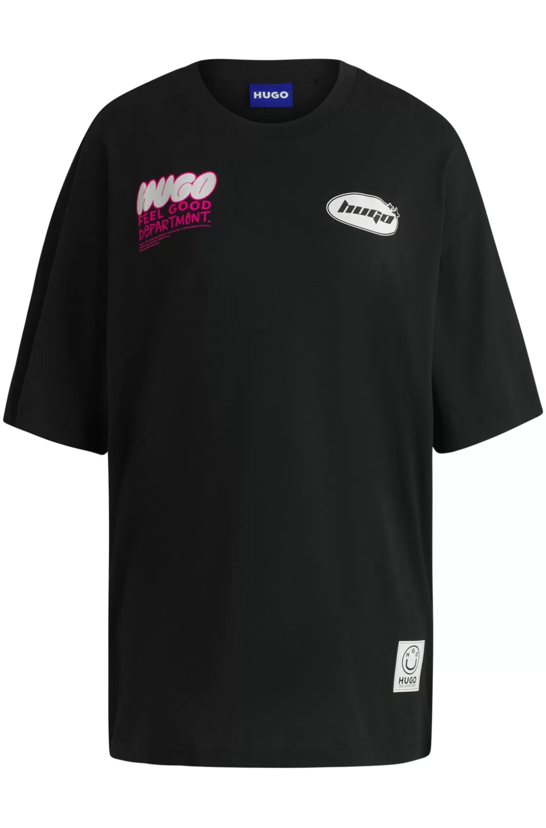 HUGO BOSS Cotton-jersey Oversize-fit T-shirt With Seasonal Graphics Black Best Sale