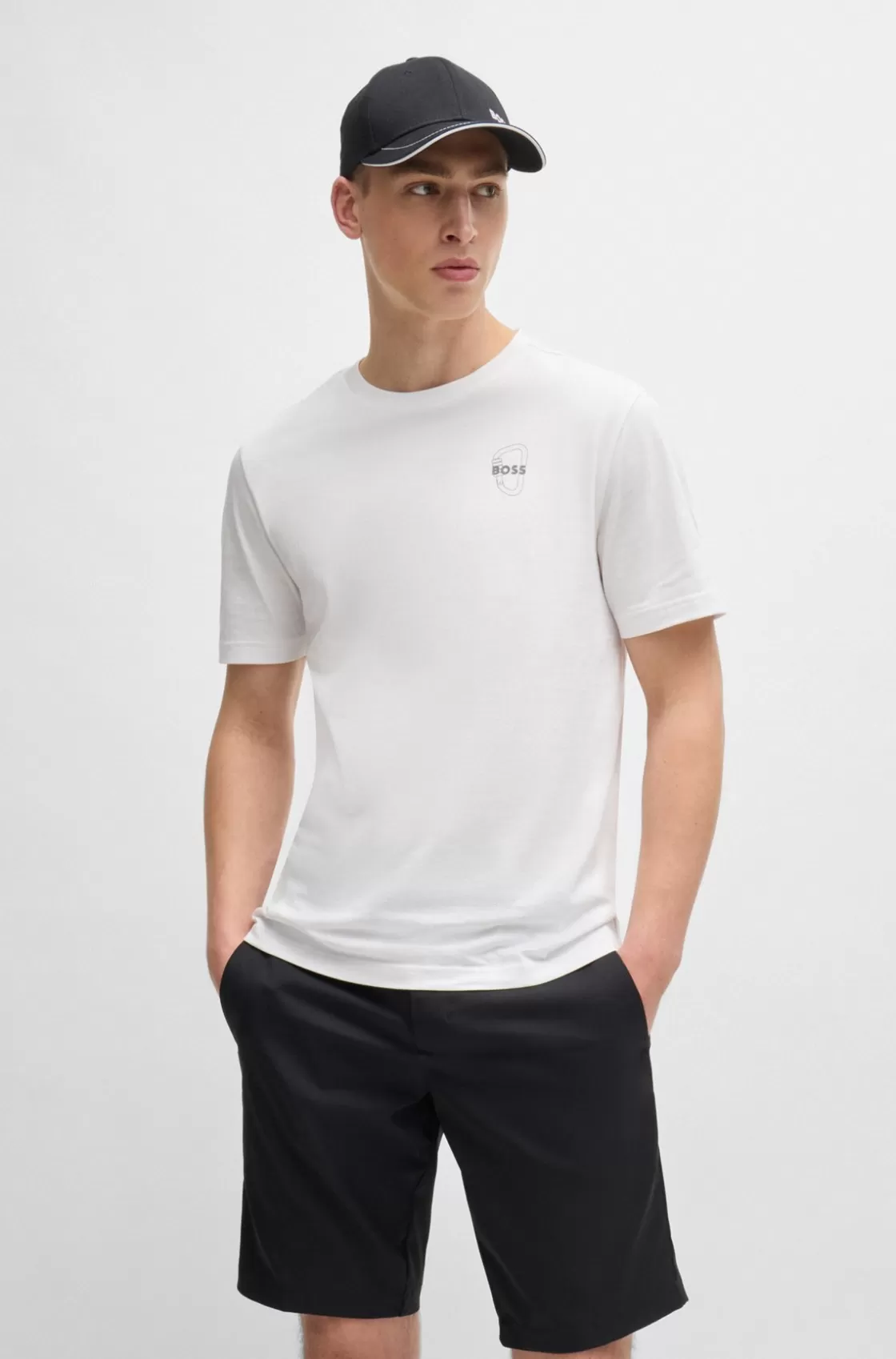 HUGO BOSS Cotton-jersey Regular-fit T-shirt With Carabiner Artwork White Cheap