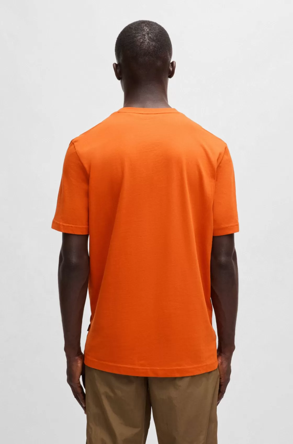 HUGO BOSS Cotton-jersey Regular-fit T-shirt With Logo Artwork Light Orange Best Sale