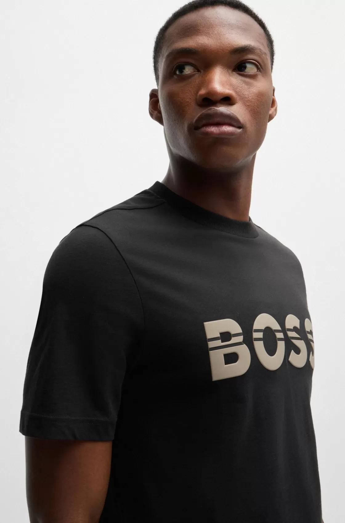 HUGO BOSS Cotton-jersey Regular-fit T-shirt With Logo Artwork Black Best