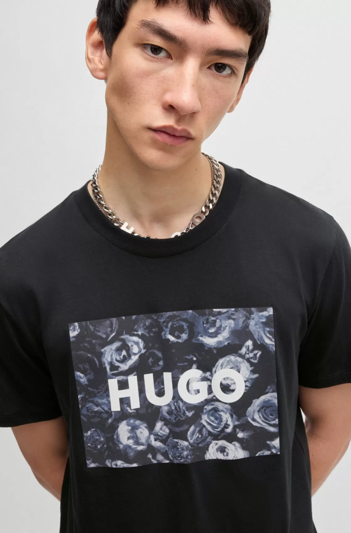 HUGO BOSS Cotton-jersey Regular-fit T-shirt With Seasonal Artwork Black Store