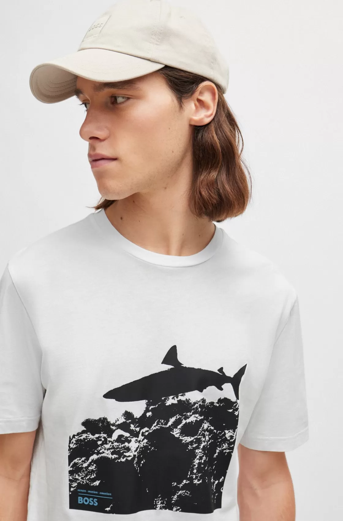 HUGO BOSS Cotton-jersey Regular-fit T-shirt With Seasonal Print White Fashion