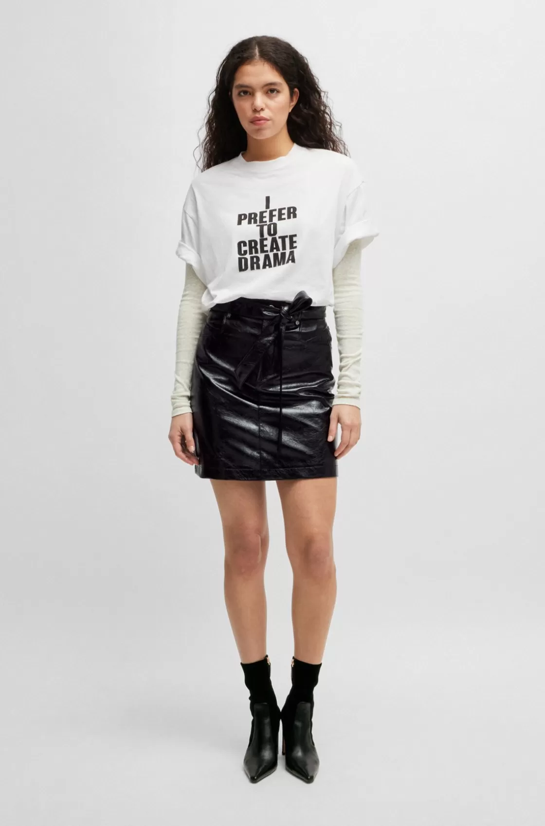HUGO BOSS Cotton-jersey Regular-fit T-shirt With Slogan Print White Outlet